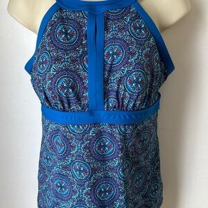 Lands' End Blue Fitted Halter Swim Top